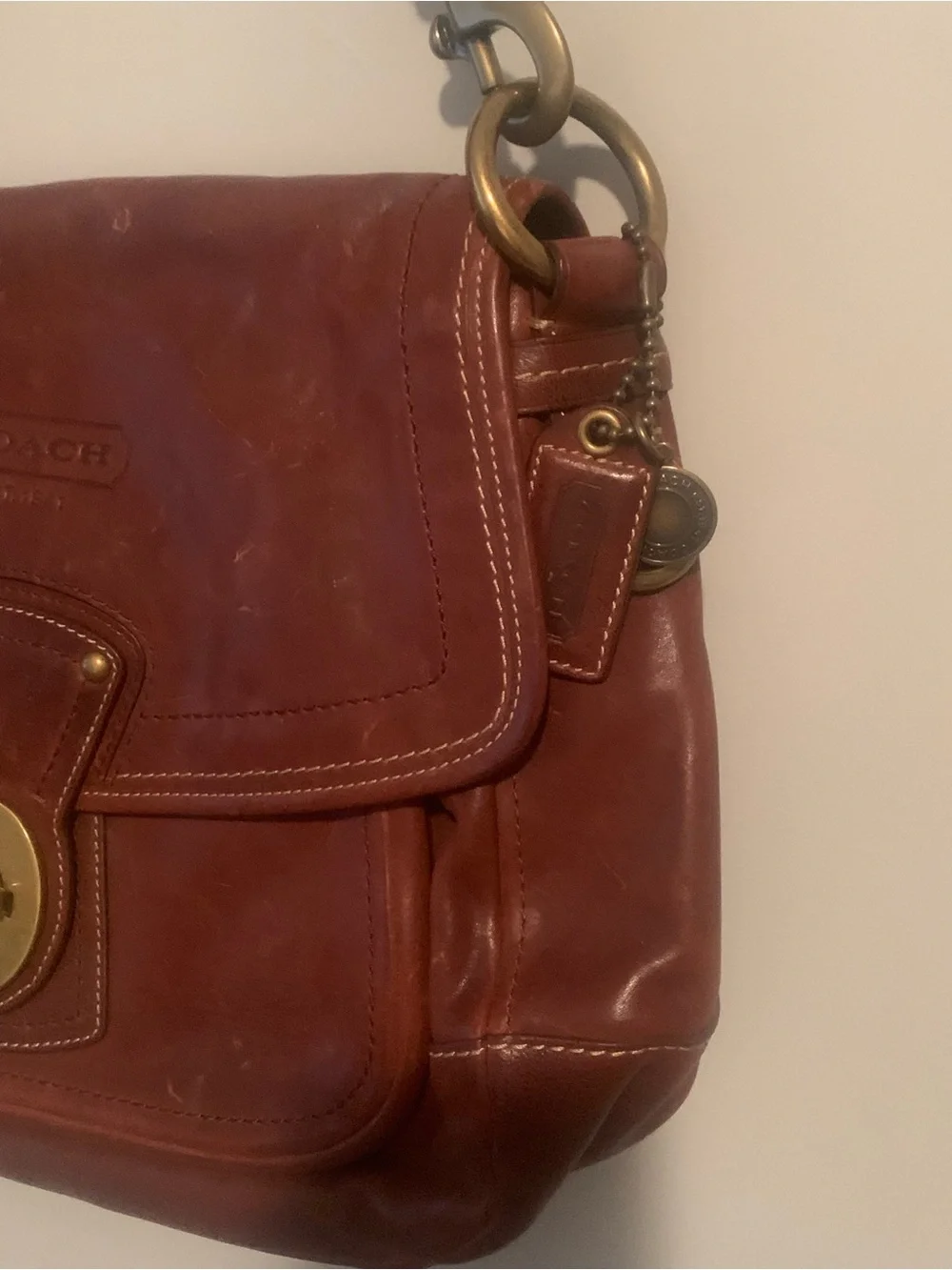RARE Coach Legscy Ali Brown Leather Turnlock Shoulder Bag - Picture 9 of 9